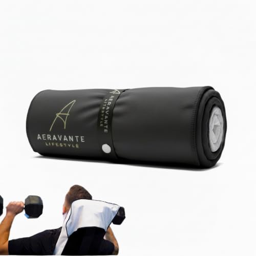 Aeravante Bench Sleeve Gym Towel - Non-Slip Dual Sided Microfiber & Cotton Workout Towel for Weightlifting, Fitness & Yoga - Quick Dry, Absorbent, Compact Travel Sports Towel with Hanging Loop