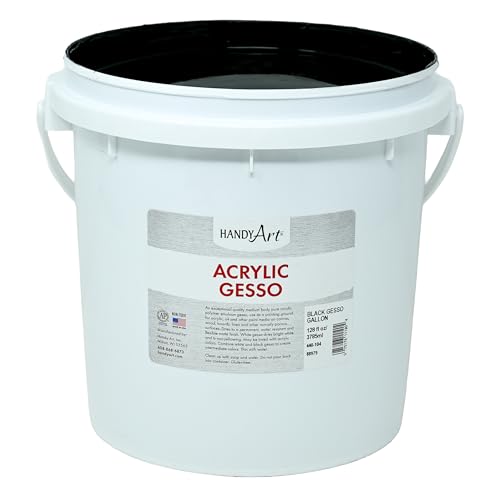 Handy Art Acrylic Gesso, Gallon, Black, Primer for Canvas, Wood, & Artist Painting Surfaces, Enhances Acrylic Paint Adhesion, Low Viscosity, Thick Coverage, Certified Safe & AP Non-Toxic, Made in USA - color: Black Gesso, size: 128 Fl Oz (Pack of 1)