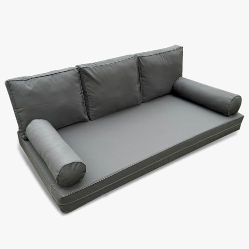 Outdoor Daybed Cushion Cover Twin,Daybed Mattress Bolster Pillow Fitted Sheet Cover,Twin Size Outdoor Daybed Cushion Cover（Cover ONLY Size 6" D x 75" W x 39" H,Dark Gray - color: Dark Gray