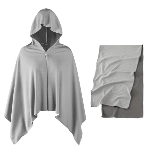 XGOPTS Cooling Hoodie Beach Towel Cloak Instant Cooling Swim Towels Cape | Unisex Outdoor UPF 50+ Sun Protection Hooded Cool Towel Soft Breathable Head Ice Towels for Hot Weather Work Out Sport - color: Grey