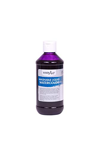 Handy Art Washable Liquid Watercolor Paint, Purple, 8 oz Bottle | Ready to Use Concentrated Dye-Based Liquid, Deep Color Strength, Dilute with Water, Certified Safe AP Non-Toxic, Made in USA - color: Purple