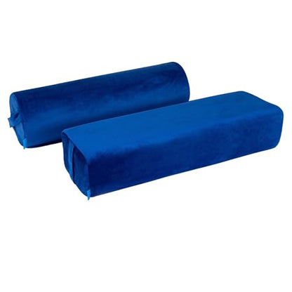 2-Pack Yoga Bolster Pillow Set: Rectangular & Cylinder Pillows for Meditation and Support, Yoga Pillows with Washable Velvet Cover, Triple-Layer Sponge with Carry Handle, Blue - color: Blue