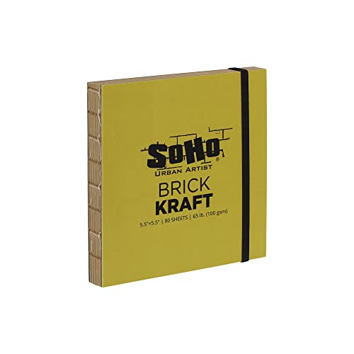 SoHo Urban Artist Brick Sketchbook Journals for Sketching, Drawing, Colored Pencils, Graphite, and More - Kraft 5.5"x5.5" (100 GSM, 80 Sheets) - color: Kraft, size: 5.5 x 5.5in