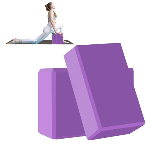 Yoga Block - Unsupported Latex Eva foam - Soft non slip surface with bevel for yoga, pilates, meditation - Yoga accessories for stability, balance and deep stretching - color: Deep Purple-2 Pack