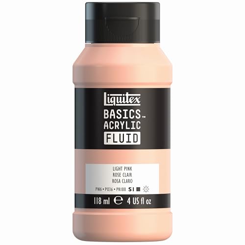 Liquitex BASICS Acrylic Fluid Paint, 4-oz Bottle, Light Pink | Super Versatile, Fine Art Pigments; Fluid Consistency, Vibrant satin colors, Permanent, Lightfast, Water-Resistant Finish - color: Light Pink, style: 118ml (4-oz)