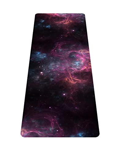 nuveti Printed Travel Yoga Mat 1/16 Inch Thick Non Slip Fitness Workout Mat | with Carrying Bag, Foldable Lightweight Suede & Natural Rubber Yoga Mat for Yoga Pilates and Fitness 72" L x 24" W x 1.5mm - color: XingLuoQiBu