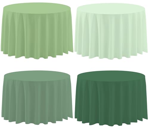 4 Pack Sage Green Round Plastic Tablecloths Disposable | 4 Green Colors Waterproof Table Cover for Dining Baby Shower Wedding Birthday Party Decorations,84 Inch - color: 4pcs-sage Green