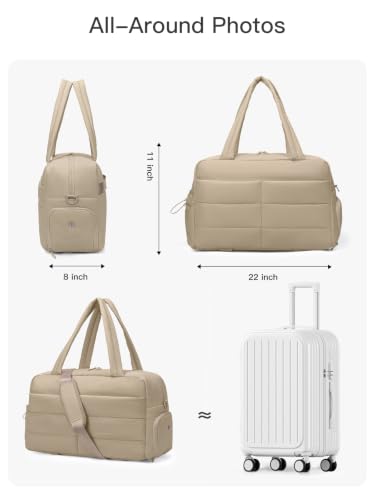 Gitus Travel Duffle Bag for Women Puffer Weekender Bags Carry on Gym Bag - color: Camel