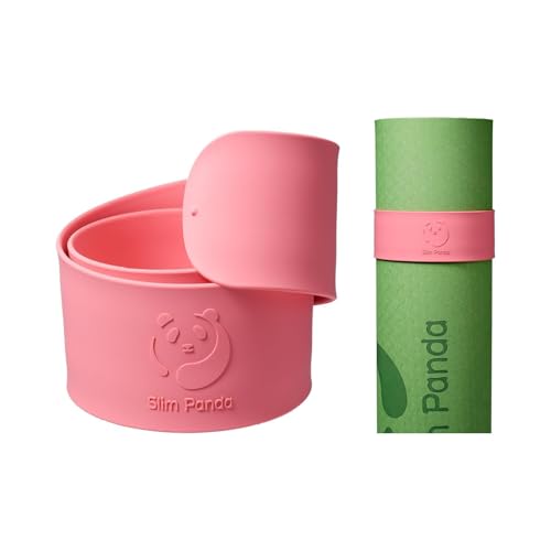 Slim Panda Yoga Mat Strap Slap Band, One Snap Keeps Mats Tightly Rolled, Heavy-Duty Clasp Fits Most Size Mats(24" L X 2" W) - color: Pink