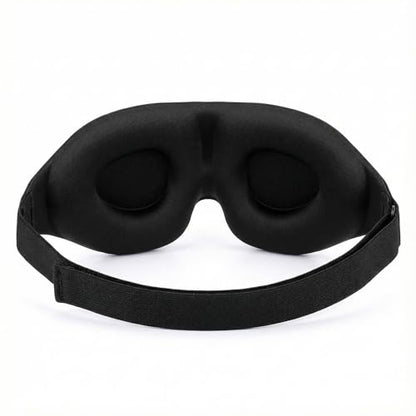 Sleep Mask 3D Contoured Black 1pc Eye Cover with Deep Cup Design Adjustable Strap Soft Touch Fabric for Night Rest Travel Naps Office Breaks and Daily Wind Down - color: Black
