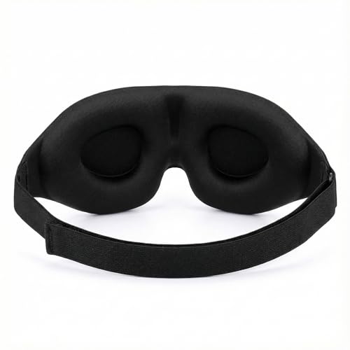 Sleep Mask 3D Contoured Black 1pc Eye Cover with Deep Cup Design Adjustable Strap Soft Touch Fabric for Night Rest Travel Naps Office Breaks and Daily Wind Down - color: Black
