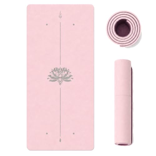 Large Wide TPE Yoga Mat Non-Slip Thick (183 x 80 x 0.8 cm) for Women & Men - Ideal for Home Exercise, Gym, Pilates and Fitness - color: lotus line