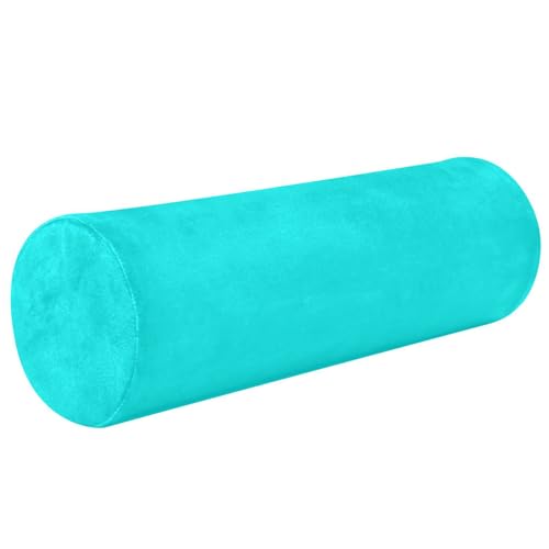 Gredecor Teal Green Neck Pillow with Removable Washable Cover Memory Foam Cervical Roll Neck Pillows for Sleeping Support Bolster Pillow for Bed Back Head Yoga 5.5 x 17 in - color: Teal Green