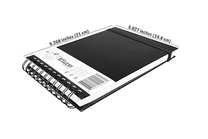 Creo Crafts SketchO WireO Sketchbook A5 Landscape - Spiral Bound Hardcover, 128 Pages (64 Sheets), 140 GSM Natural Shade Acid-Free Paper for Acrylic, Gouache, Sketching & Journaling - size: A5