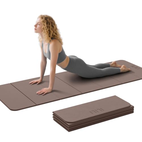 ILILI Foldable Yoga Mat 71 * 24 * 0.3 Inch - color: Brown