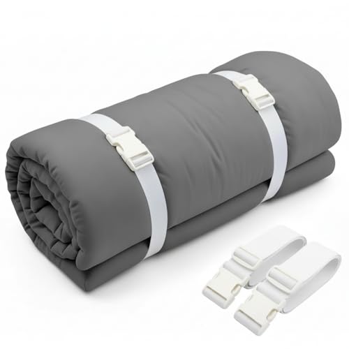 2 Pack Adjustable Mattress Topper Straps, 60 x 2 Inch, Fits Twin & Full | White Packing Straps With Secure Buckles, Mattress Moving, Storage And Transport - color: White, size: Twin & Full