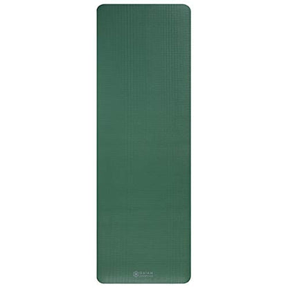Gaiam Thick Yoga Mat, Exercise & Fitness Mat with Easy-Cinch Carrying Strap - color: Green, size: 2/5" (10MM)