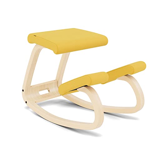 Varier Ergonomic Kneeling Chair, Rocking Knee Stool for Home Office Desk - color: Natural/Yellow