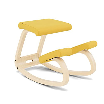 Varier Ergonomic Kneeling Chair, Rocking Knee Stool for Home Office Desk - color: Natural/Yellow