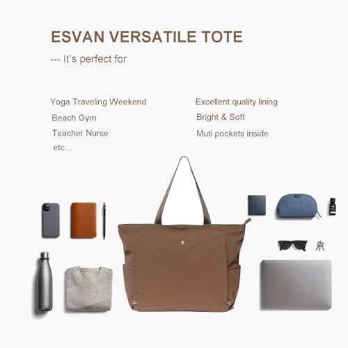 ESVAN Yoga Mat Bag Yoga Tote Carrier Shoulder Bag Carryall Tote for Office,Yoga,Pilates,Travel,Beach and Gym - color: Aa Coffee