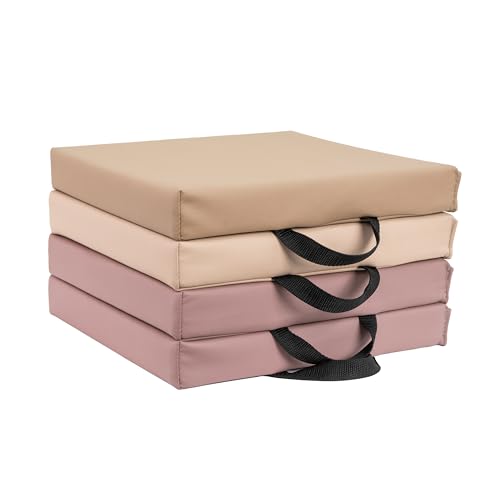 FDP SoftScape 12 inch Square Toddler Floor Cushions with Handles Flexible Seating for Daycare, Preschool, Playroom 1.5 inch Deluxe Foam (4-Piece) - Teddy - color: Teddy