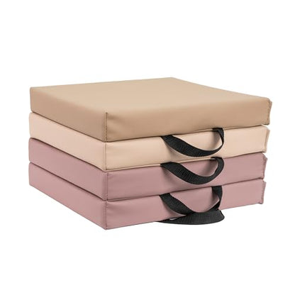 FDP SoftScape 12 inch Square Toddler Floor Cushions with Handles Flexible Seating for Daycare, Preschool, Playroom 1.5 inch Deluxe Foam (4-Piece) - Teddy - color: Teddy