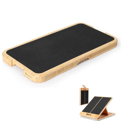 StrongTek Wooden Slant Board & Resistance Training Board Set – Adjustable Incline Stretch Board + Bamboo Exercise Platform for Strength, Rehab & Full-Body Workouts
