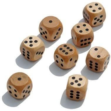 WE Games Wooden Dice Box with 8 Rounded Wooden Dice - Instructions for 10 Dice Games (Pack of 2) - size: 19mm (Pack of 2)