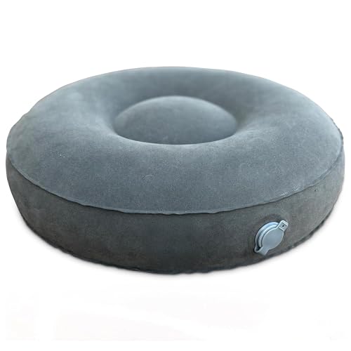 Air Meditator Inflatable Meditation Cushion and Travel Pillow – Meditate on Air in Total Comfort with Adjustable Three-Chamber Design for Enhanced Posture and Portability - color: Grey(round)