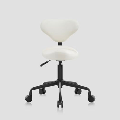 Ergonomic Rolling Stool with Backrest, Adjustable Swivel Chair, Vanilla - color: Vanilla, size: Standard with Backrest