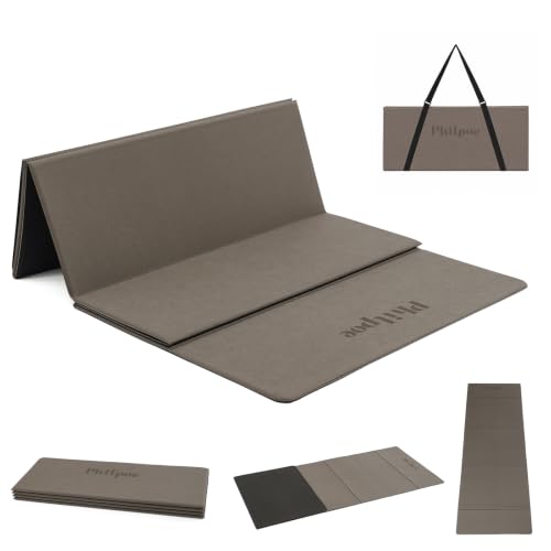 Foldable Yoga Mat, 70''x24''x0.24''(6mm）Non-slip POE Exercise Mat - color: Deep Coffee
