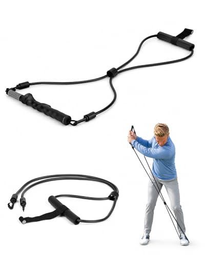 BoomBa Golf Swing Resistance Band Trainer, Golf Warm-Up and Strength Training Aid with Grip Handle, Swing Path Muscle Memory Practice Tool for Core, Wrist and Arm Exercises, Right Hand Only
