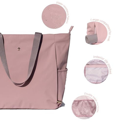 ESVAN Yoga Mat Bag Yoga Tote Carrier Shoulder Bag Carryall Tote for Office,Yoga,Pilates,Travel,Beach and Gym - color: Aa Purple Pink