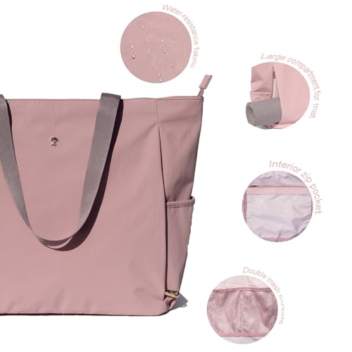 ESVAN Yoga Mat Bag Yoga Tote Carrier Shoulder Bag Carryall Tote for Office,Yoga,Pilates,Travel,Beach and Gym - color: Aa Purple Pink