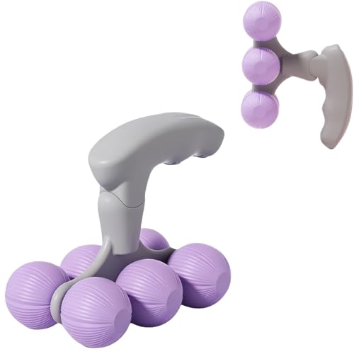 6-Wheel Handheld Massage Roller for Muscle Pain Relief (Purple) - color: Purple