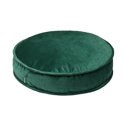 Round Floor Pillow Cover Velvet Throw Seating Pouf Yoga Meditation Cushion Plush Case Reading Room Decor Cover Only (19.7IN, Green) - color: Green, size: 19.7" x 19.7" (Pack of 1)