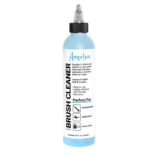 Angelus Brush Cleaner – Fast-Acting Cleaner for Brushes, Airbrushes & Art Tools – Effectively Removes Dried Acrylic, Oil, and Water-Based Paints, 8 ounces
