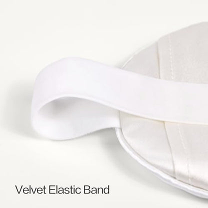 100% Mulberry Silk Sleep Mask with Eye Steam Pocket and Velvet Elastic Band, Luxury 22mm Silk Eye Mask for Nap Sleeping Relaxation and Traveling, Gift Package, Pearl White - color: White