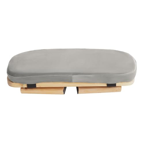 Meditation Bench Foldable & Ergonomic, Kneeling Meditation Stool with 5° Forward Tilt & 400lbs Capacity, Bamboo Meditation Stool with Detachable Velvet Cushion forYoga Prayer (Gray) - color: Grey