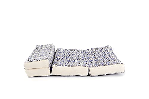 Leewadee Foldable Floor Mattress – 2 in 1 Floor Meditation Mat for Yoga and Relaxation, Seating Futon with Kapok - color: El1 - Blue