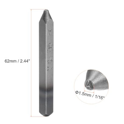 HARFINGTON 27pcs Letter Stamp Set 1/16" 1.5mm High Tool Steel A-Z & Punch Press Tools Metal Stamps Set Hammer Hand Punch for Metal Plastic Wood Leather Brass Stamping - size: 1.5mm