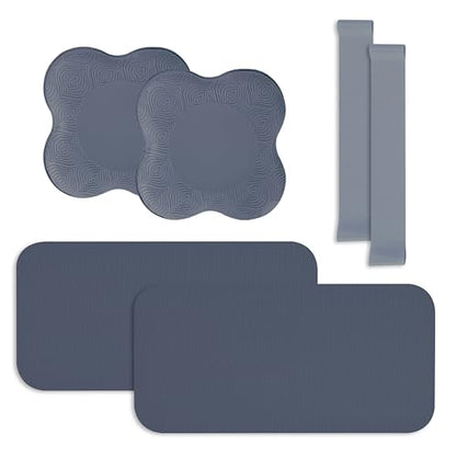 Yoga Knee Support Pad for Women Pilates Kneeling Cushion | Elbows Wrist Hands Head Foam Extra Thick Men Exercise Knees Pads Set of 6 Pieces - color: Gray
