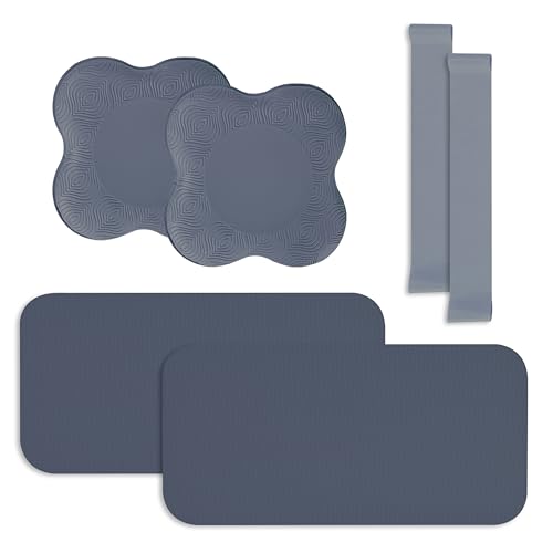 Yoga Knee Support Pad for Women Pilates Kneeling Cushion | Elbows Wrist Hands Head Foam Extra Thick Men Exercise Knees Pads Set of 6 Pieces - color: Gray