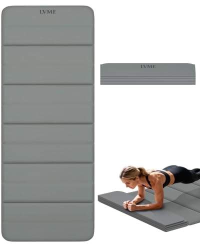 LVME Foldable Yoga Mat Thick, 76"x26"x0.4" Extra Long, 10mm Exercise Mat - color: Space Gray