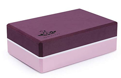 Heathyoga Yoga Blocks 2 Pack with Strap, High Density EVA Foam Yoga Block and Yoga Strap Set to Support and Improve Poses and Flexibility - color: Purple