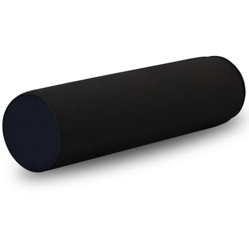 Cylinder Round Memory Foam Support Pillows Cervical Neck Roll Pillow with Pillowcase Soft, Comfortable and Breathable for Sleeping, Chair, Car, Sofa，Travel Black-24X6 - color: Black, size: 24x6