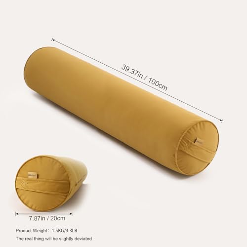 Body Pillow for Adults,Long Round Pillow,Big Cylindrical Pillow,Large Full Bolster Pillows for Side Sleepers (Honey Yellow, 39.37"*7.87") - color: Honey Yellow, size: 39.37"*7.87"