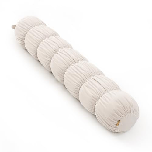 Pat. Pend. Long Body Pillow for Adults, 47 Inch, Misty White | Long bolster pillow for side sleepers with a removable, washable soft velvet cover; for beds, sofas and leg support. - color: Misty White, size: 47"x 7.87"