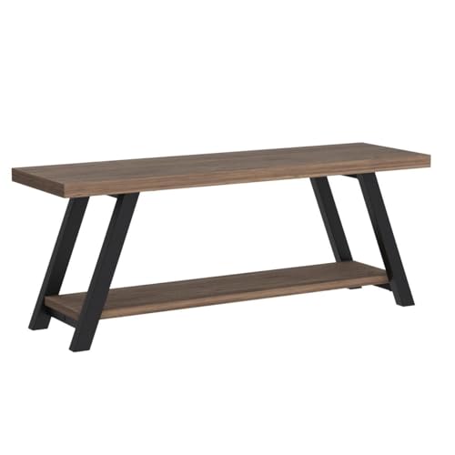 LVB Entryway Bench with Storage, Wood Bench for Entryway, 47 in - color: Rustic Oak