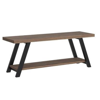 LVB Entryway Bench with Storage, Wood Bench for Entryway, 47 in - color: Rustic Oak